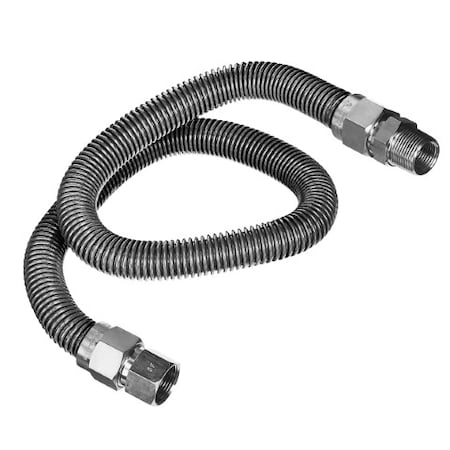 Flextron Gas Line Hose 3/8'' O.D.x60'' Length 3/8" FIPx1/2" MIP Fittings, Stainless Steel Flexible Connector FTGC-SS14-60J
